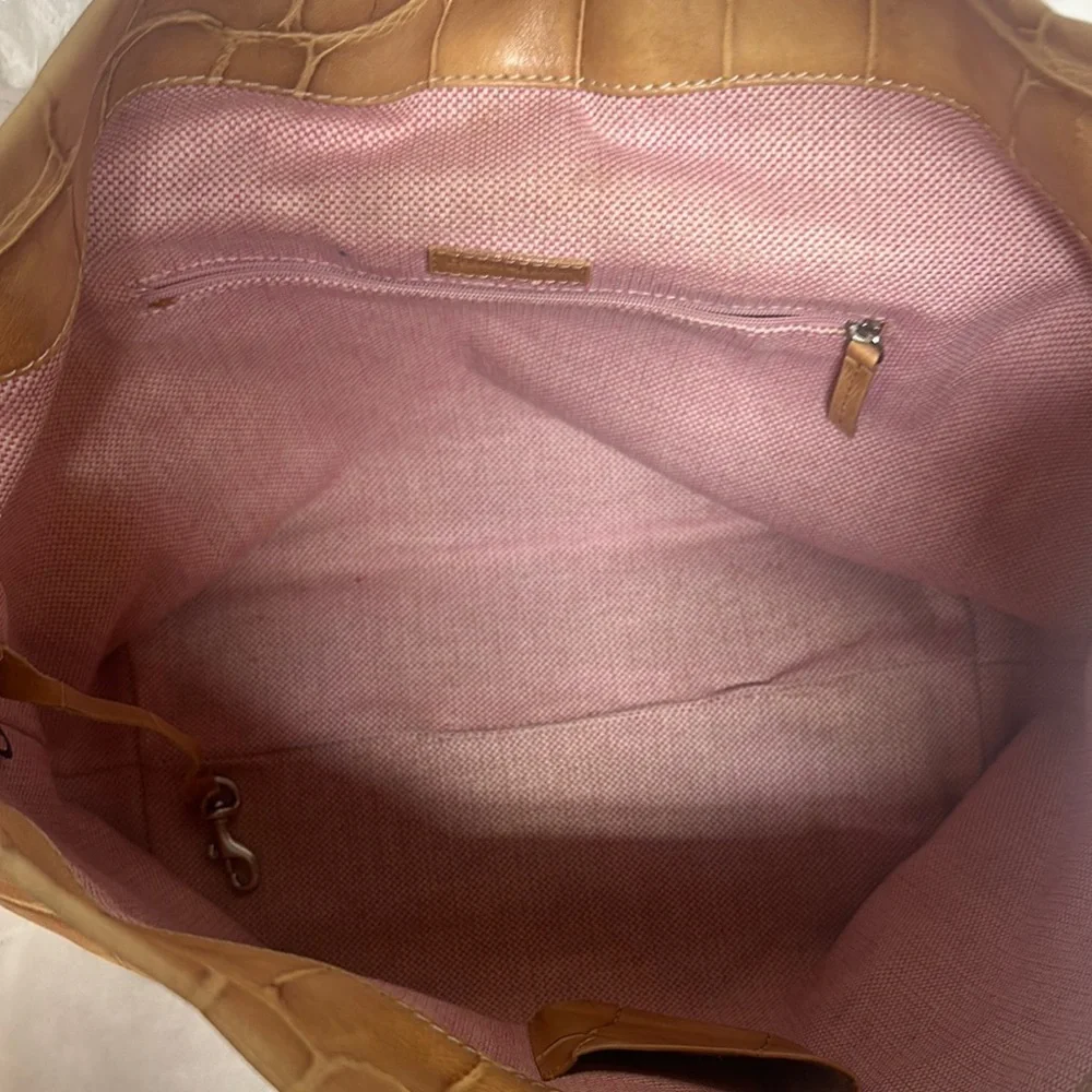 Dooney & Bourke Brown Hobo Bag with Crocodile Texture